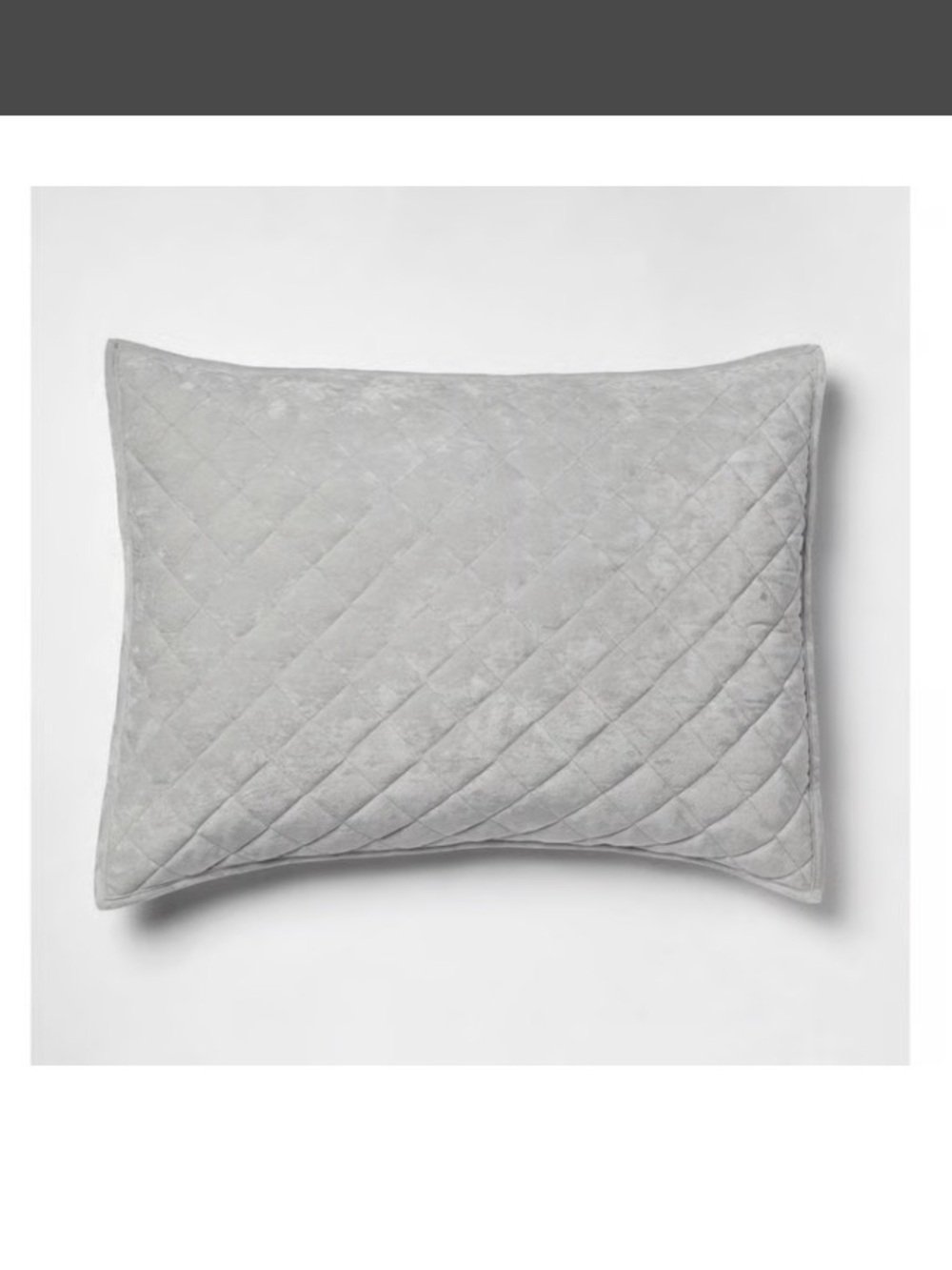 2x Diamond Stitch Velvet Quilt Shams in Light Gray OEKO- TEX Certified Polyester